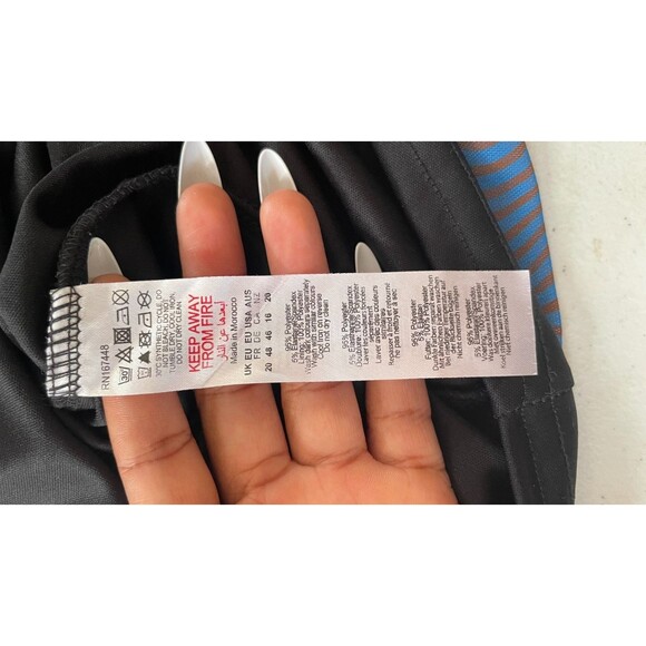 PrettyLittleThing Abstract Swirl Mesh One Shoulder Mini Dress NWT Sz 16 - Picture 14 of 15